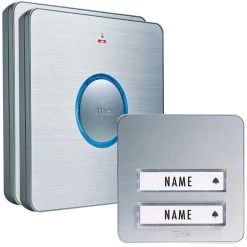 Funk-Türglocken-Set Funkklingel Für 2-Familien-Haus Silber