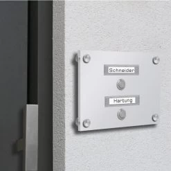 Funkklingel 2 Familien Aus Acrylglas 210x150mm Mit Beschriftungsfeld DUO