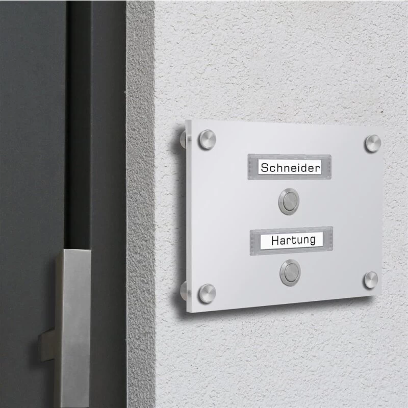 Funkklingel 2 Familien Aus Acrylglas 210x150mm Mit Beschriftungsfeld DUO