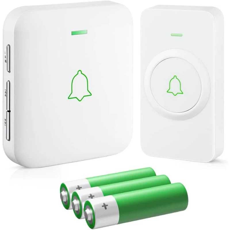 Funkklingel Batteriebetrieben WEIß 300m Reichweite