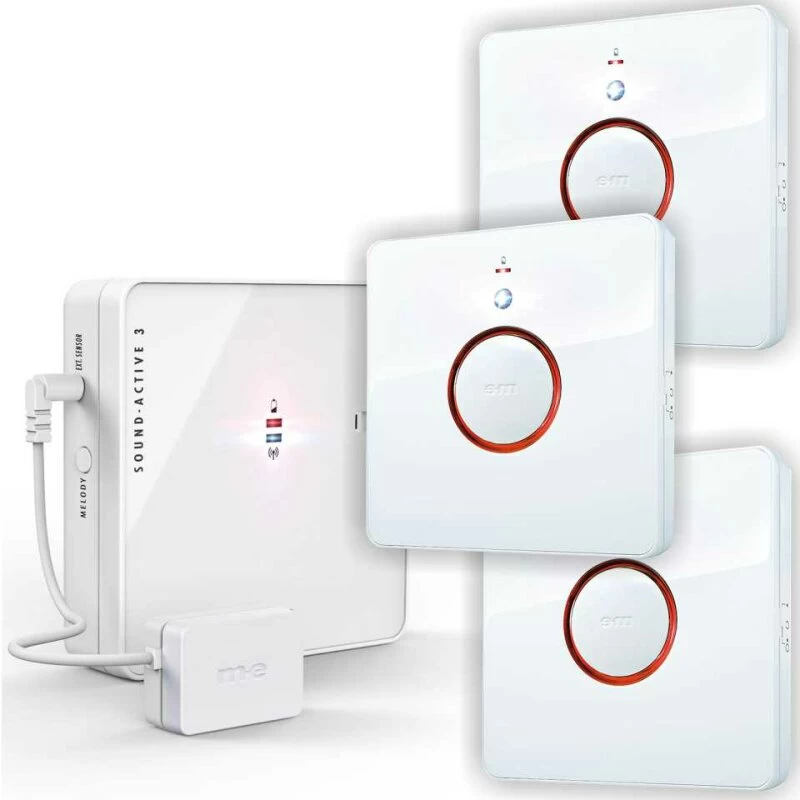 Geräusch-aktiver Funk-Sender Klingelsignal Weiterleitung Funksignalweiterleitung Weiß