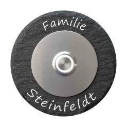 Klingelplatte Aus Naturschiefer Durchmesser 100mm Rund Mit Edelstahlronde