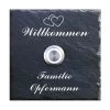 Klingelschild Schiefer 100x100mm Willkommen Mit Herzen