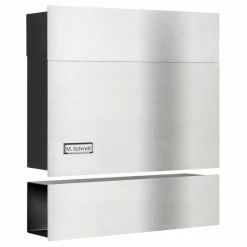 Premium Briefkasten Edelstahl Extrabreit Mit Namensschild Und Zeitungsfach