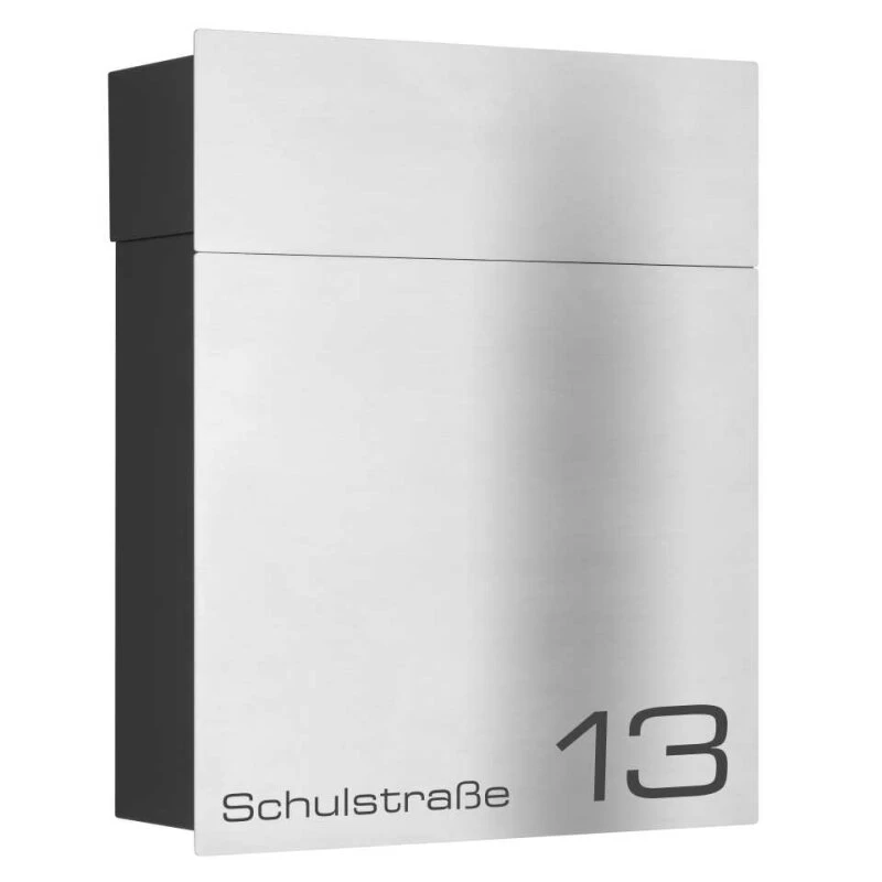 LCD Premium Briefkasten Edelstahl Mit Beschriftung Strasse Und Hausnummer