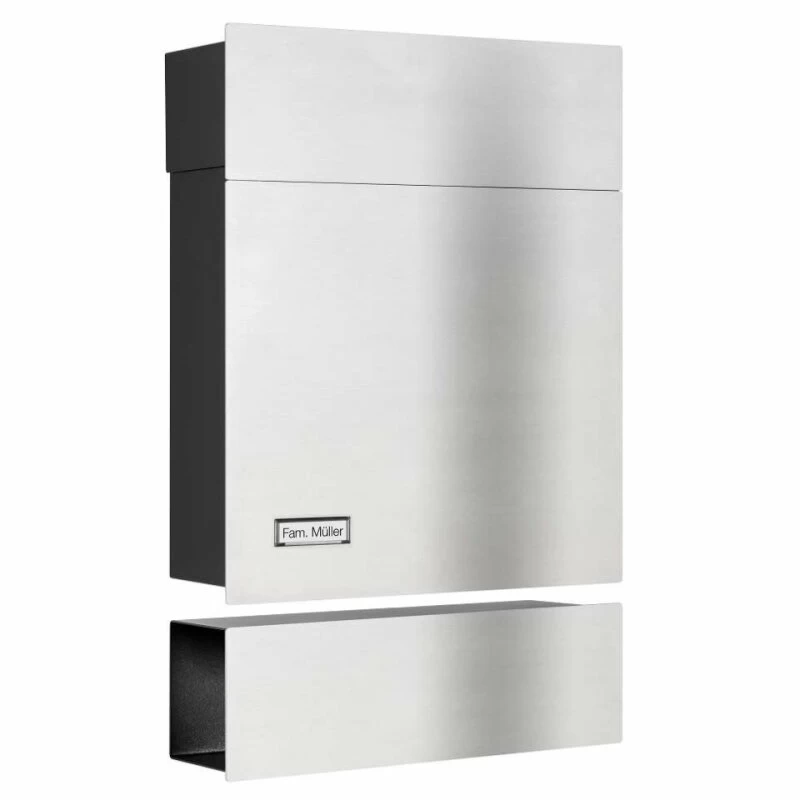 Premium Briefkasten Edelstahl Mit Namensschild Und Zeitungsfach