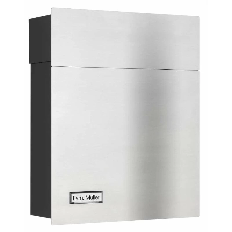 Premium Briefkasten Edelstahl Mit Namensschild Und Zeitungsfach – Bild 2