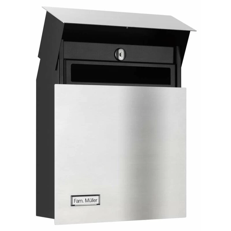 Premium Briefkasten Edelstahl Mit Namensschild Und Zeitungsfach – Bild 3