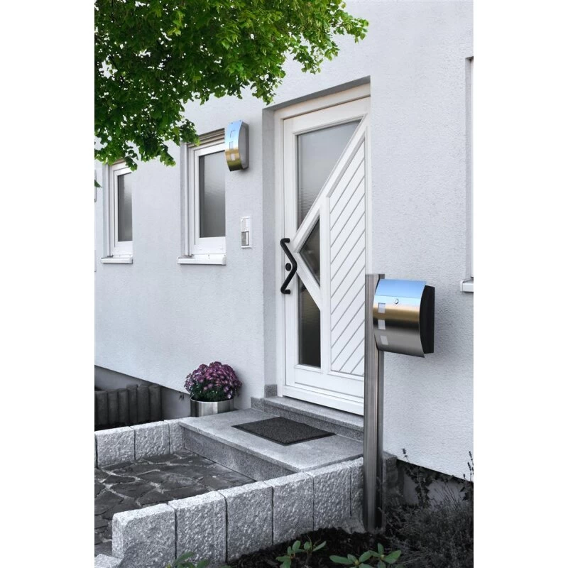 Massiver Edelstahl CMD Briefkasten Gebogen Mit Standsäule – Bild 2