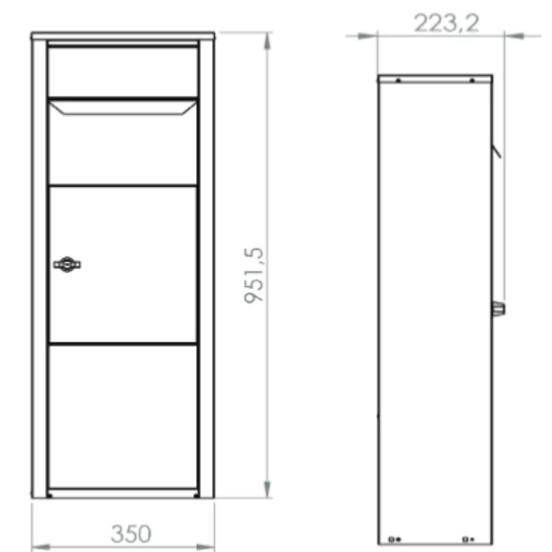 MEFA Paketbriefkasten ROWAN 471 Weißaluminium RAL 9006 – Bild 3