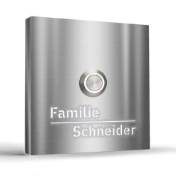 Moderne Edelstahl Aufputz Türklingel Namen Beleuchtet 100x100mm Spliffy