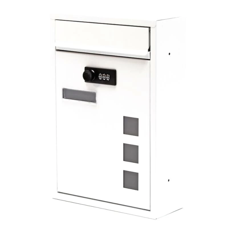 Moderner Wandbriefkasten Weiss Mit Zahlenschloss Pulverbeschichtet – Bild 2