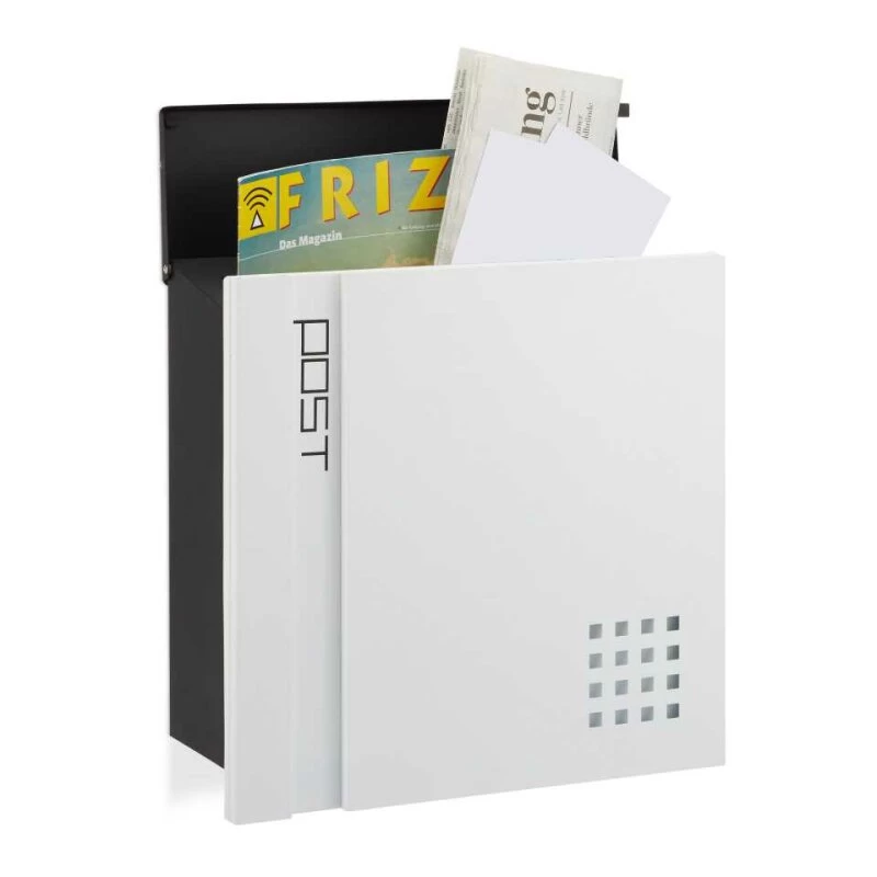 Quadratischer Briefkasten Wandbriefkasten Schwarz-Weiß