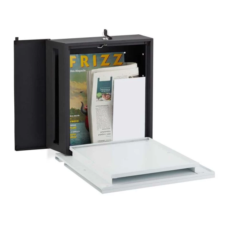 Quadratischer Briefkasten Wandbriefkasten Schwarz-Weiß – Bild 2