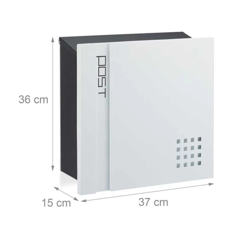 Quadratischer Briefkasten Wandbriefkasten Schwarz-Weiß – Bild 3