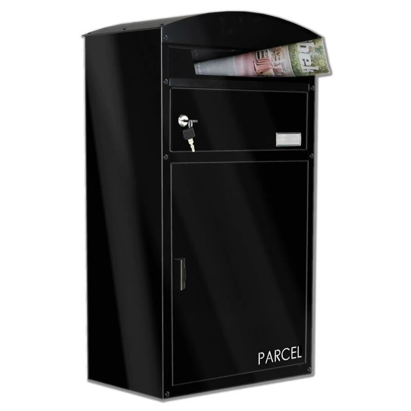 Safepost 48 Briefkasten Mit Paketfach Schwarz RAL 9005