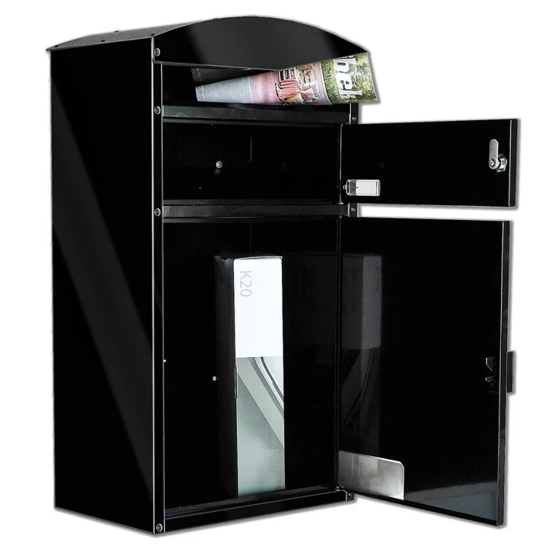 Safepost 48 Briefkasten Mit Paketfach Schwarz RAL 9005 – Bild 4