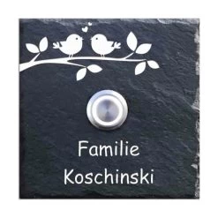 Schiefer Klingelplatte 100x100mm 2 Vögel