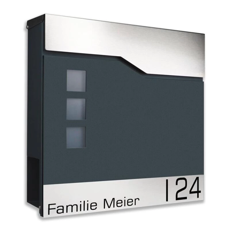 Standbriefkasten ANTHRAZIT GRAU RAL 7016 Mit Beschriftung Toppy2 – Bild 6
