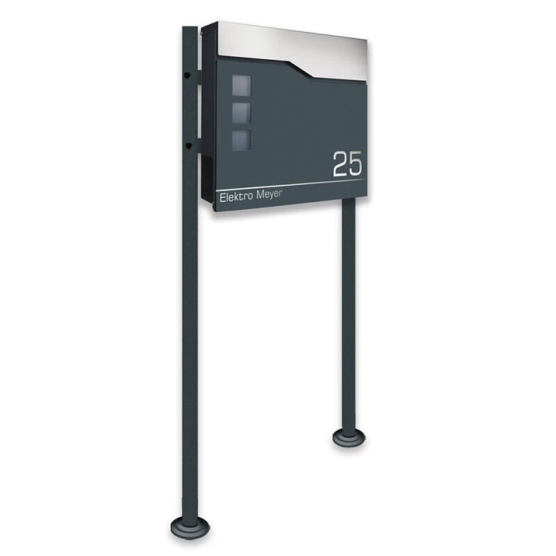 Standbriefkasten ZENITH In ANTHRAZIT GRAU RAL 7016 Mit Beschriftung