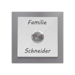 Türklingel 100x100mm Pulverbeschichtet Reinweiß RAL 9010 Und Gravur