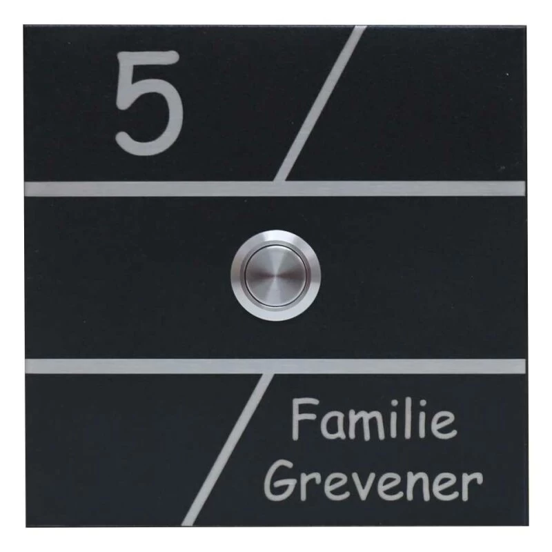 Türklingel Edelstahl 120x120mm Pulverbeschichtet Schwarz