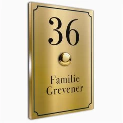 Türklingel Messing 110x160mm 4mm Mit Hausnummer Und Zierrahmen