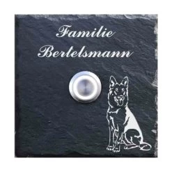 Türklingel Schiefer 100x100mm Schäferhund