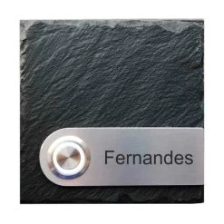 Türklingel Schiefer Edelstahl 100x100mm Mit Edelstahl Namens Applikation