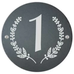 Türschild Aus Natur Schiefer 200mm Ø Inkl. Beschriftung Ranken