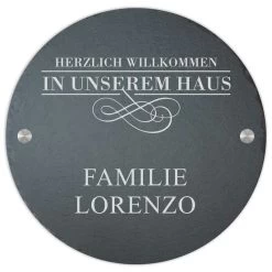 Türschild Aus Natur Schiefer 200mm Ø Inkl. Beschriftung Zuhause