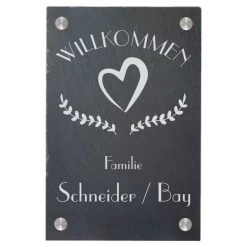 Türschild Aus Natur Schiefer 200x300 Mm Inkl. Beschriftung Willkommen 1