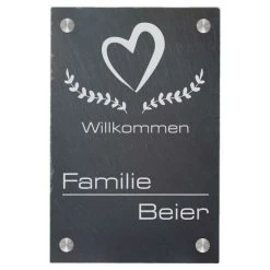 Türschild Aus Natur Schiefer 200x300 Mm Inkl. Beschriftung Willkommen 2