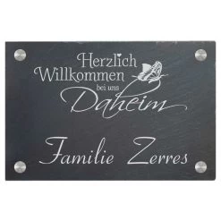 Türschild Aus Natur Schiefer 300x200 Mm Inkl. Beschriftung Daheim