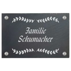 Türschild Aus Natur Schiefer 300x200 Mm Inkl. Beschriftung Flower