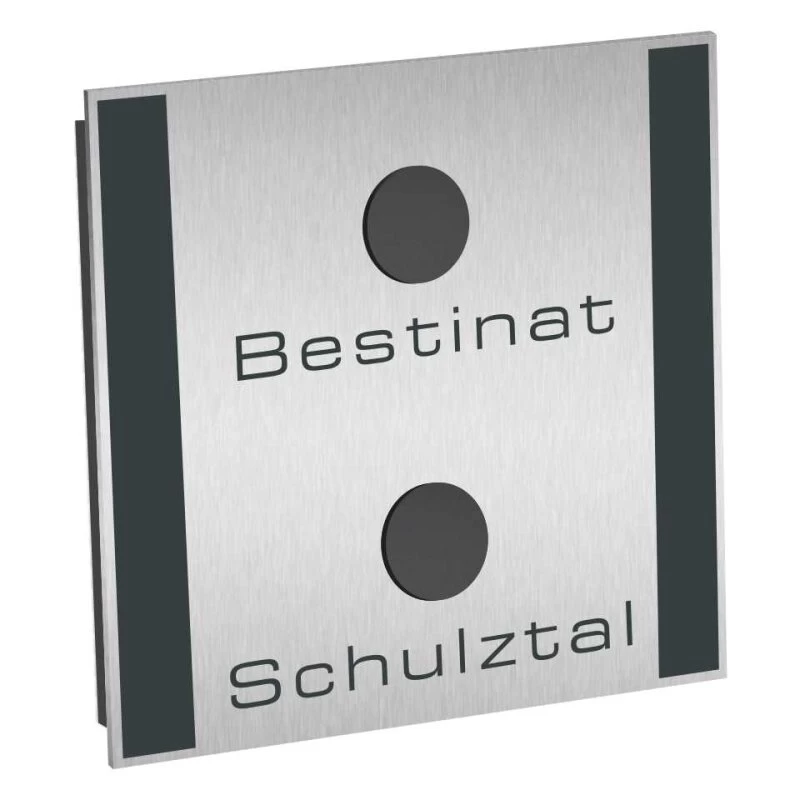 Ultraflache Aufputz 2 Familien Funkklingel Edelstahl 120x120mm Isabell