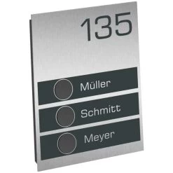 Ultraflache Aufputz 3 Familien Funkklingel Edelstahl RAL 7016 120x200mm Timmy