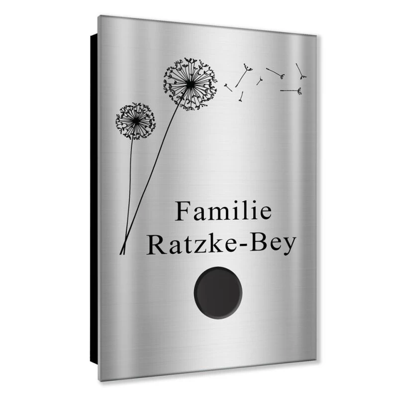 Ultraflache Aufputz Funkklingel Edelstahl 110x160mm RW 400m 52 Melodien Pusteblume