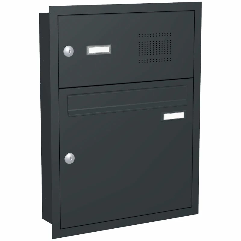 Unterputz-Briefkasten Inklusive Klingel Anthrazit Grau RAL 7016