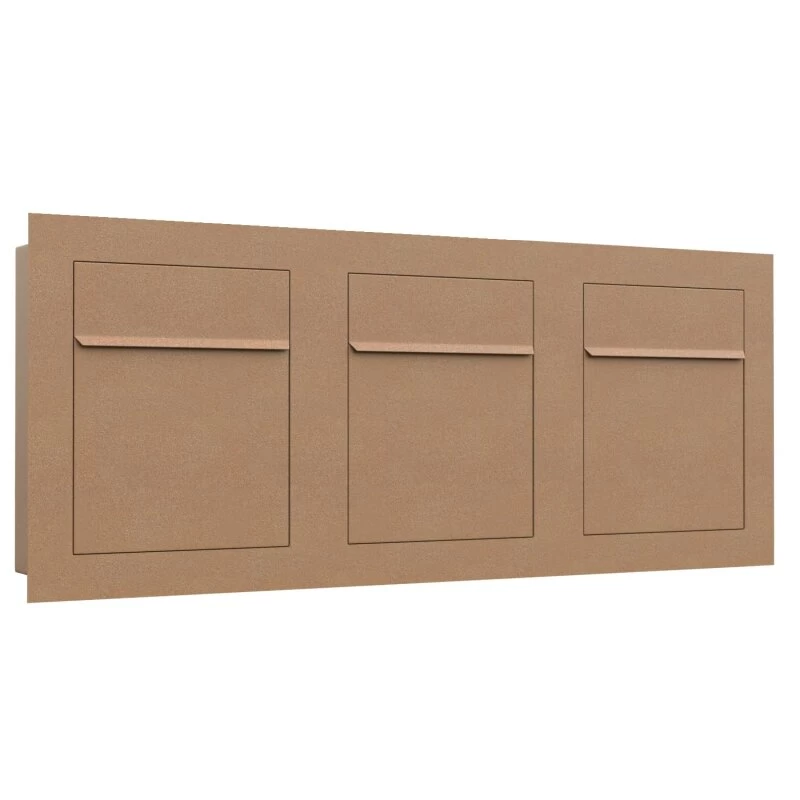 Unterputz Einbaubriefkasten RAL 8001 Rostoptik 3 Parteien