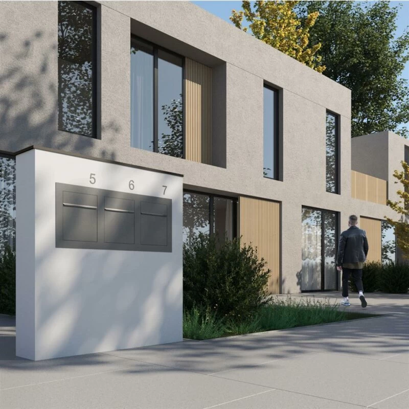 Unterputz Einbaubriefkasten RAL 8001 Rostoptik 3 Parteien – Bild 3