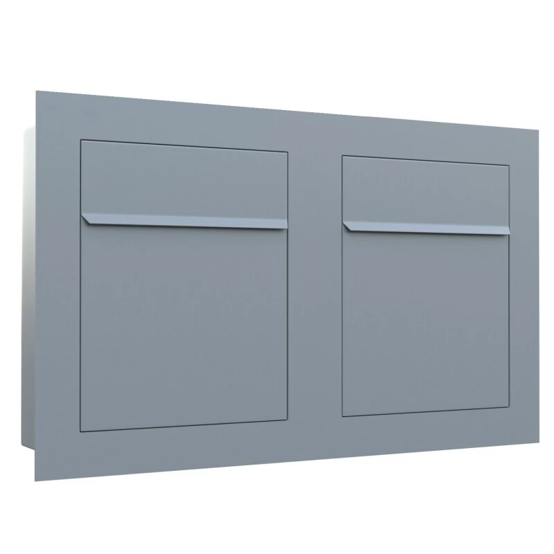 Unterputz Einbaubriefkasten RAL 9007 Grau Metallic 2 Parteien