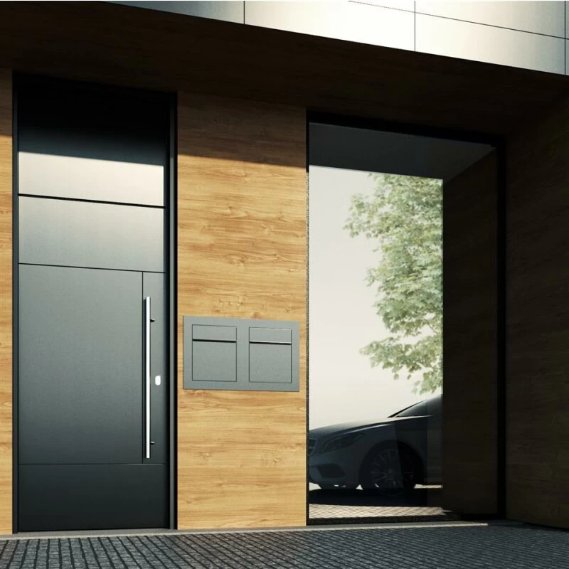 Unterputz Einbaubriefkasten RAL 9007 Grau Metallic 2 Parteien – Bild 3