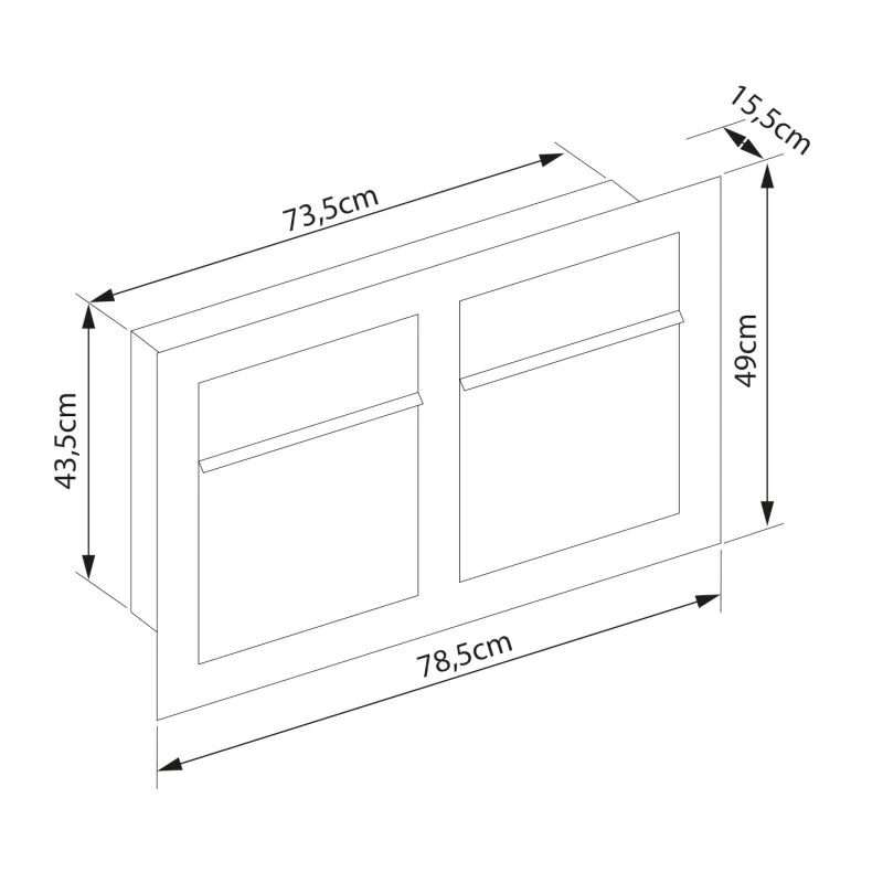 Unterputz Einbaubriefkasten RAL 9007 Grau Metallic 2 Parteien – Bild 5