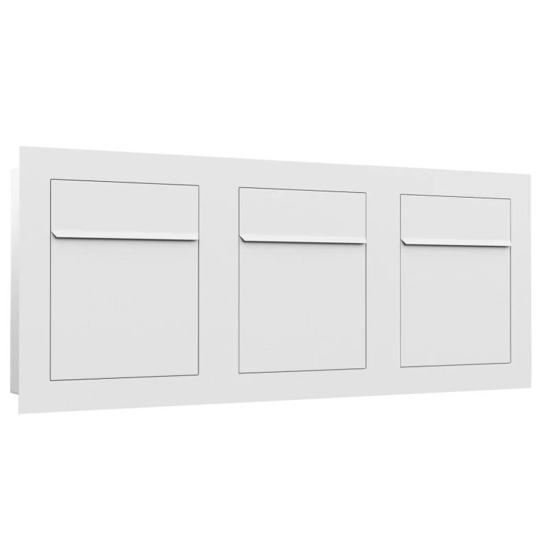 Unterputz Einbaubriefkasten RAL 9016 Verkehrsweiß 3 Parteien