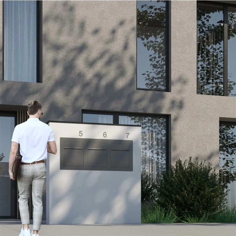 Unterputz Einbaubriefkasten RAL 9016 Verkehrsweiß 3 Parteien – Bild 3