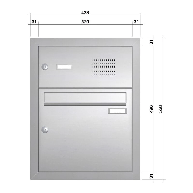 Unterputz Einbaubriefkastenanlage Mit Klingeltastern Und Sprechsieb Edelstahl 1-15 Fach Wählbar – Bild 3
