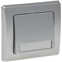 Unterputz Wipptaster Mit Namensschild Silber 0-250V~/ 10A, Inkl. Rahmen