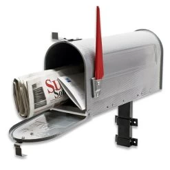 US Mailbox Briefkasten Amerikanisches Design Silbergrau Wandhalterung