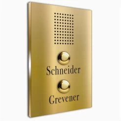 Zweifamilien Türklingel Messing 110x160mm 4mm Mit Sprechsieb